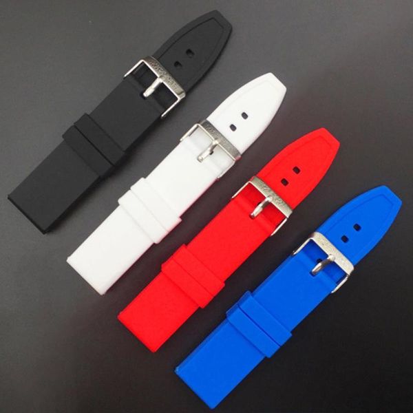 watch bands 20/22/24 mm silicone sport band solid color universal watchband wrist belt bracelet strap replacement accessories, Black;brown